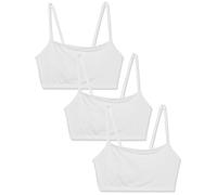 Fruit of The Loom Sujetador Deportivo de algodón con Tirantes Delgados para Mujer, Paquete de 3 Unidades, Blanco/Blanco/Blanco, 80