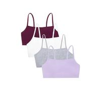 Fruit of the Loom Spaghetti Strap Cotton Pullover Sports Bra Value Pack Sujetador Deportivo, Opaco, Morado/Blanco/Lila/Gris, 46 Grande 4 para Mujer