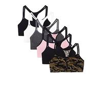 Fruit of The Loom Sujetador Deportivo de algodón para Mujer, Petite Modern Camo/Blanco/Negro/Blushing Rose con Negro/Antracita/Negro Tono, 34