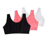 Fruit of the Loom Sujetador Deportivo Integrado para Mujer (3 Unidades), Pin de Lunares, Rosa y Blanco., 36