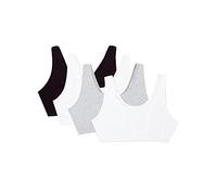 Fruit of the Loom Sujetador Deportivo Integrado para Mujer (6 Unidades), Black/White/White/Heather Grey 4 Pack, 52