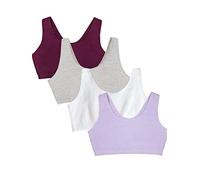 Fruit of the Loom Sujetador Deportivo para Mujer Built Up Tank Style, Opaco, Violeta/Blanco/Púrpura/Gris, 44 (Pack de 4)