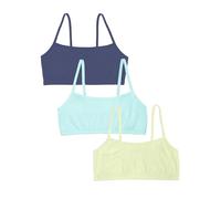Fruit of the Loom Spaghetti Strap Cotton Pull Over Sports Bra Sujetador Deportivo, Opaco, Lentejas/Aruba Blue/Dutch Blue, 40 (Pack de 3) Mujeres