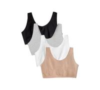 Fruit of the Loom Built Up Tank Style Sports Bra Value Pack Sujetador Deportivo, Opaco, Negro/Gris Jaspeado/Arena/Blanco, 38 4 para Mujer