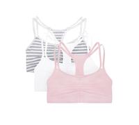 Fruit of The Loom Sujetador Deportivo para Mujer (Paquete de 3), Skinny Stripe/White/Blushing Rose, 42