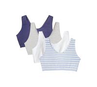 Fruit of The Loom Sujetador Deportivo para Mujer, sin Mangas, Paquete económico, Cottage Stripes/Skipper Blue/Grey Heather/White, 62