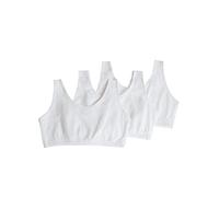 Fruit of The Loom Cotton Tank Bra For Women-Ultimate Comfort & Breathable Fit Sujetador Deportivo, Opaco, Blanco/Blanco/Blanco, 34 (Pack de 3) para Mujer