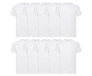 Fruit of the Loom Super Premium Short Sleeve Camiseta, Blanco, L (Pack de 10) para Hombre