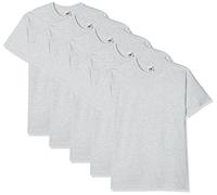 Fruit of the Loom Super Premium Short Sleeve Camiseta, Gris, L (Pack de 5) para Hombre
