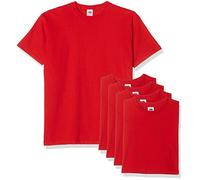 Fruit of the Loom Super Premium Short Sleeve Camiseta, Rosso, M (Pack de 5) para Hombre