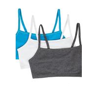 Fruit of the Loom Tirantes de Espagueti, algodón, para Cubrir, Paquete de 3, Sujetador Deportivo en Colores Modernos, Opaco, Charcoal Heather/White/Isazure, 38 (Pack de 3) para Mujer