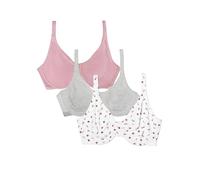 Fruit of the Loom Unlined Underwire Bra-Cotton & Spandex Blend for Natural Shape and Flexibility Sujetador de Cobertura Completa, Capullos de Rosa bailarín/Lilas/Gris, 38C (Pack de 3) para Mujer
