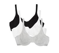 Fruit of the Loom Unlined Underwire Bra-Cotton & Spandex Blend for Natural Shape and Flexibility Sujetador para Camiseta, Opaco, Negro/Blanco 86ck/Gris Jaspeado, 80C (Pack de 3) para Mujer