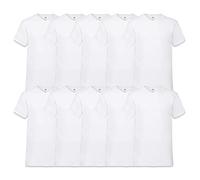 Fruit of the Loom V-Neck Valueweight Camiseta, Blanco, S (Pack de 10) para Hombre