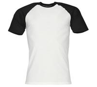 Fruit of the Loom Valueweight Camiseta de béisbol de manga corta unisex con mangas raglán, manga corta, cuello en contraste, algodón de alta calidad, White Body lack Sleeve, S