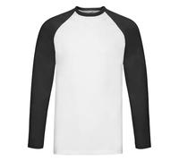 Fruit of the Loom Valueweight Camiseta de béisbol de manga larga, negro/blanco, L