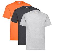 Fruit of the Loom Valueweight - Camiseta de varios juegos de colores (S, M, L, XL, XXL, 3XL, 4XL, 1 naranja + 1 gris oscuro + 1 bloc de notas de compra, XXL