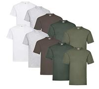 Fruit of the Loom Valueweight - Camiseta para Hombre (10 Unidades, Talla pequeña), 2 Blanco / 2 Gris / 2 Negro / 2 Oliva / 2 Chocolate, S