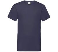 Fruit of the Loom Valueweight - Pack de 5 camisetas unisex con cuello en V, color azul marino, talla: L