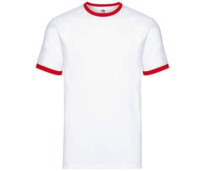 Fruit of the Loom Valueweight Ringer T - Camiseta para hombre, blanco/rojo, M