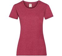 Fruit of The Loom Valueweight T Lady-Fit - Camiseta para mujer Diseño vintage jaspeado en rojo. S