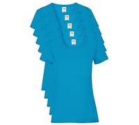 Fruit of the Loom Valueweight T-Shirt 5 Pack Camiseta, Azul (Azure Blue ZU), XXL (Pack de 5) para Mujer