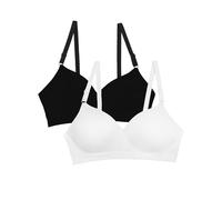 Fruit of the Loom Wireless Push-up Bra Sujetador, Opaco, Negro/Blanco, 110B (Pack de 2) para Mujer