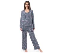 Fruit of the Loom Women's Breathable Tank Top, Pant, and Cardigan Sleep Set, Floral Print, 4X