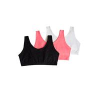 Fruit of The Loom Women's Built-up Sports Bra 3 Pack, Pin Dot/Popsicle Pink/White, 40
