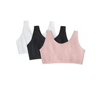 Fruit of The Loom Women's Built-Up Sports Bra, Blushing Rose/Black/White-3 Pack, 40