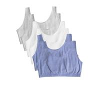 Fruit of The Loom Women's Built Up Tank Style Sports Bra 6 Pack, Heather Blue/White/Heather Grey, 50
