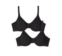 Fruit of The Loom Women's Cotton Stretch Extreme Comfort Bra, Black Hue/Black Hue, 36DD