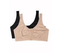 Fruit of The Loom Women's Front Close Sports Bra, Sand/Black, 48