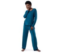 Fruit of the Loom Women's Long Sleeve tee and Pant 2 Piece Sleep Set, Dark Sea, X-Large