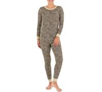Fruit of the Loom Women's Micro Waffle Premium Thermal Set, Animal Print, Large