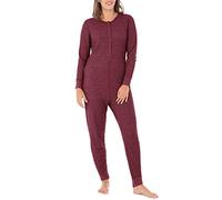 Fruit of the Loom Women's Micro Waffle Premium Thermal Union Suit, Merlot Heather, Medium-Large