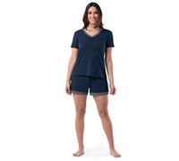 Fruit of The Loom Women's Plus Size Sleeve tee and Short 2 Piece Sleep Set, Midnight Blue, 3X