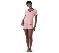 Fruit of The Loom Women's Plus Size Sleeve tee and Short 2 Piece Sleep Set, Soft Pink, 2X