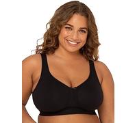 Fruit of The Loom Women's Plus Size Wireless Cotton Bra, Black Hue, 38C