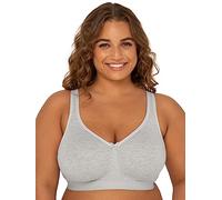 Fruit of The Loom Women's Plus Size Wireless Cotton Bra, Heather Grey, 44DD