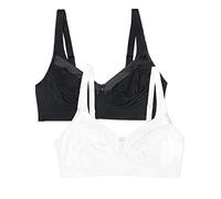 Fruit of the Loom Women's Seamed Soft Cup Wirefree Bra, 2-Pack, Black/White