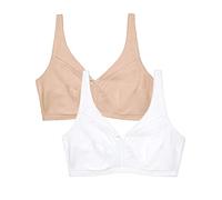 Fruit of the Loom Women's Seamed Unlined Wirefree Bra, White/Sand