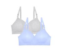 Fruit of The Loom Women's Seamless Wire Free Push-up Bra, Deja Blue/Grey Heather