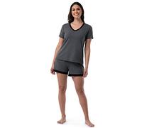 Fruit of the Loom Women's Sleeve tee and Short 2 Piece Sleep Set, Soft Grey, Small