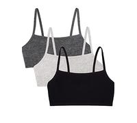 Fruit of The Loom Women's Spaghetti Strap Cotton Pullover Sports Bra, Black/Heather Grey/Charcoal