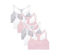 Fruit of The Loom Women's Spaghetti Strap Cotton Pullover Sports Bra, Stripe/Stripe/White/White/Blush/Blush