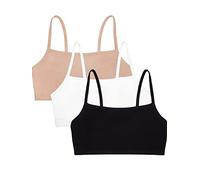 Fruit of The Loom Women's Spaghetti Strap Cotton Pullover Sports Bra, White/Sand/Black