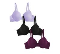 Fruit of the Loom Women's T-Shirt Bra, Lilac Whisper/Purple Velvet/Black