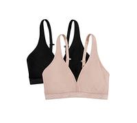 Fruit of The Loom Women's Wirefree Bralette 2 Pack Bra, Black/Sand, 38A