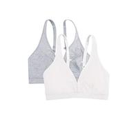 Fruit of The Loom Women's Wirefree Bralette 2 Pack Bra, Heather Grey/White, 36C